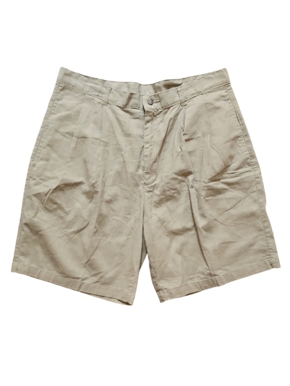 Sahara Club Linen Blend Pleated Shorts Beige Size 38 Classic Fit